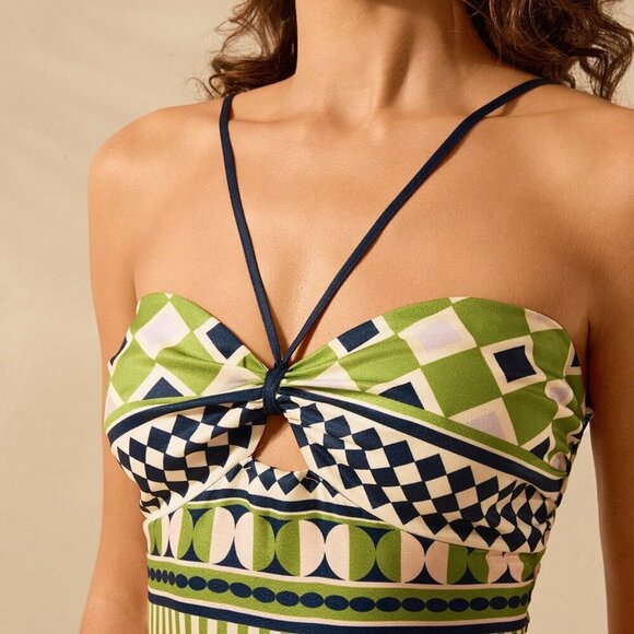 Multicolor Boho Women's Floral Print Hollow Out Sleeveless Extra Long Dress - Picture 6 of 7